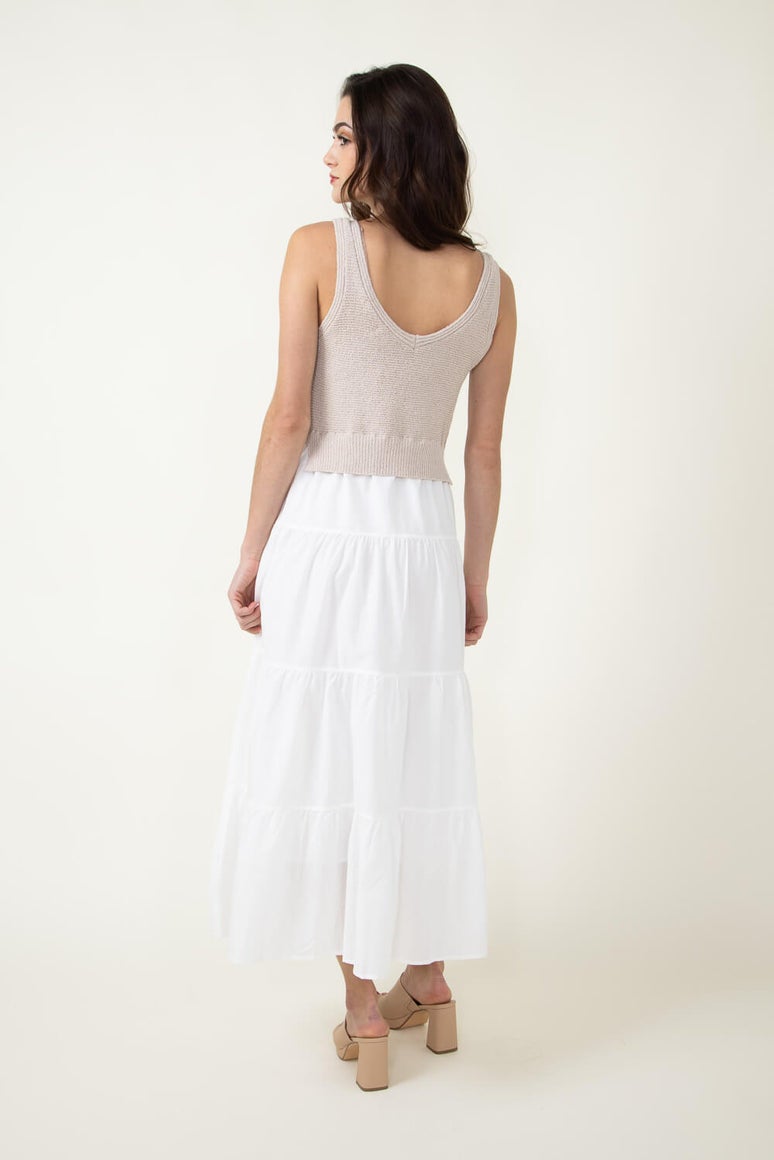 Knit Mix Maxi Dress Natural/White (S)
